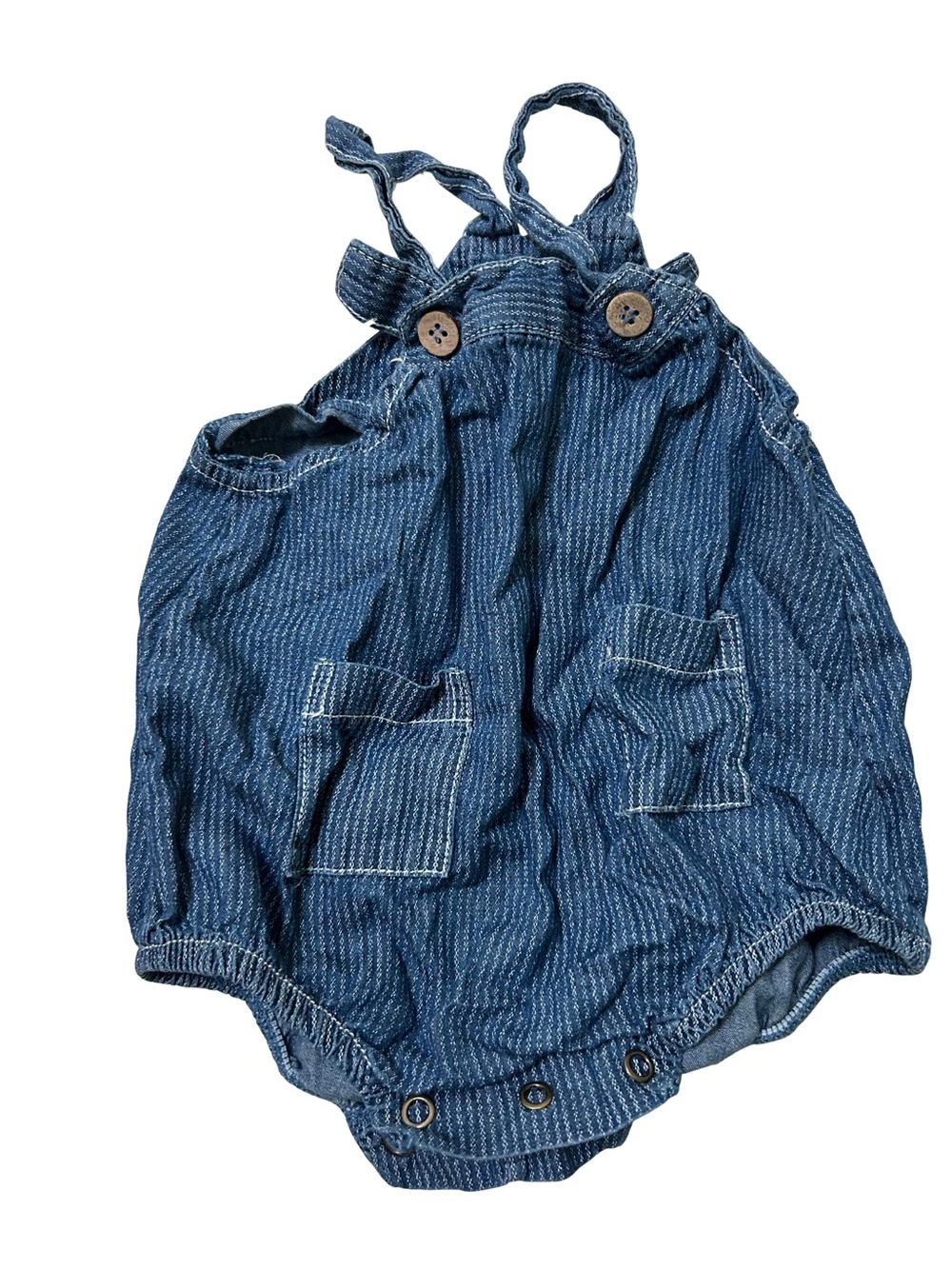 Blue Striped Baby Denim Romper